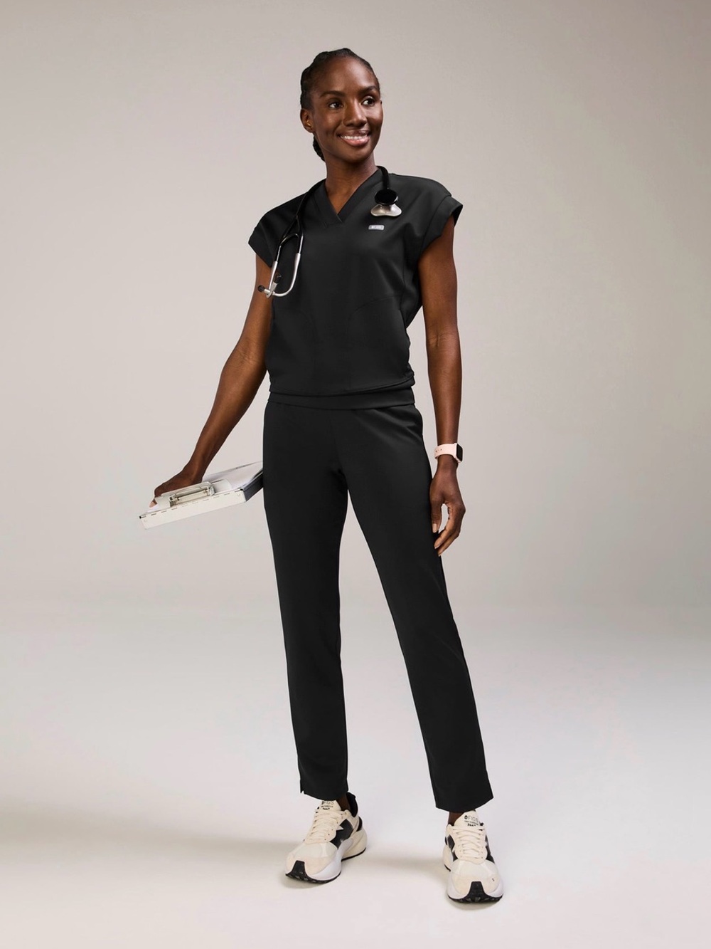 NWT - FIGS FORMx Black Mira Banded Scrub Top - Picture 3 of 11